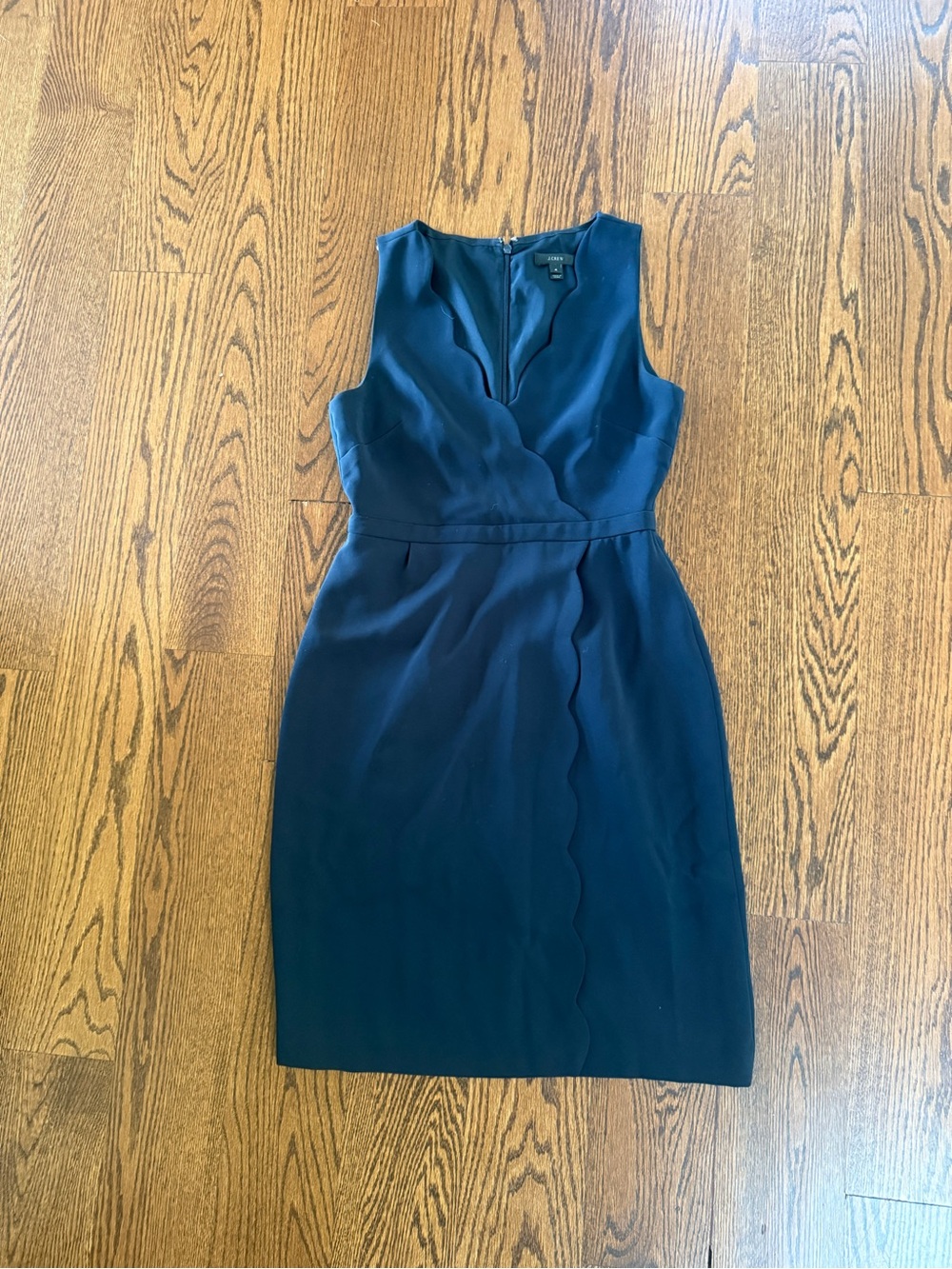 J. Crew Navy Scallop Sheath Midi Dress